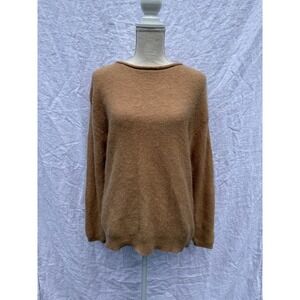 Nordstrom‎ Signature Sweater Womens Camel Tan Alpaca Cashmere Knit Pullover XS
